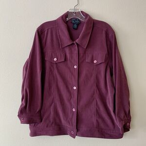 Jane Ashley Vintage Women’s Western Jacket Plum Faux Suede Long Sleeve Button XL